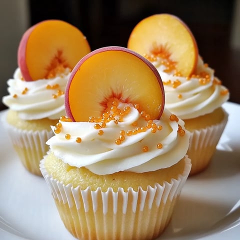 Soft Honey Peach Cupcakes with Frosting