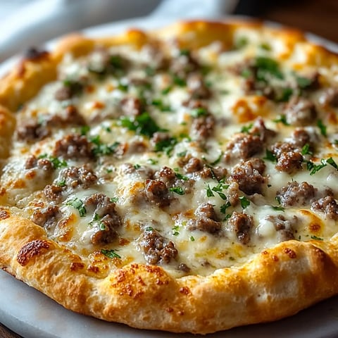 Golden crust layered with creamy sausage gravy and cheesy breakfast toppings.