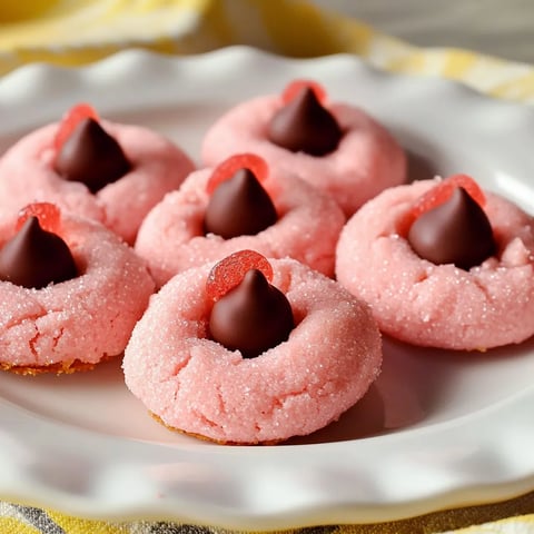Strawberry Kiss Cookies with Chocolate