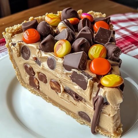 A gigantic, no-bake peanut butter pie with a rich chocolate and peanut finish.