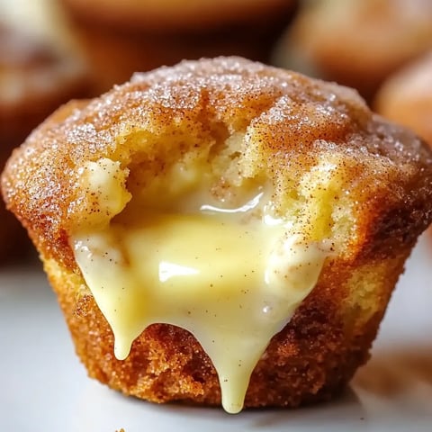 Golden cinnamon muffins with creamy centers and a light icing drizzle, soft and fluffy inside.