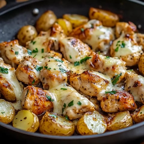 Garlic Parmesan Chicken with Crispy Potatoes - One Pan
