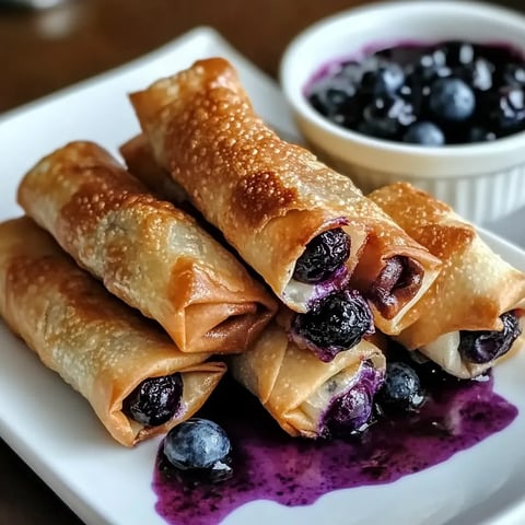 Golden and Crispy Blueberry Cheese Rolls Treat