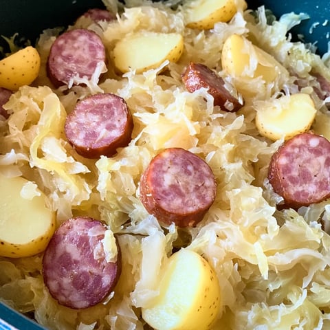 Polish sausage, sauerkraut and potatoes in slow cooker