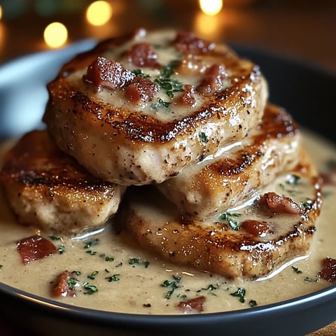 Crispy Pork Chops with Bacon Gravy
