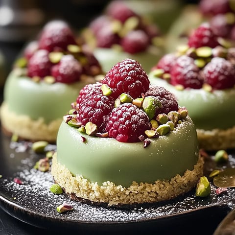 Pistachio Raspberry Cheesecake Domes