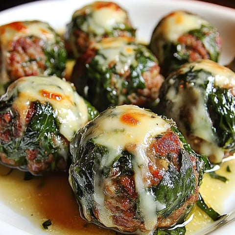 A plate topped with meatballs oozing cheese and sauce.