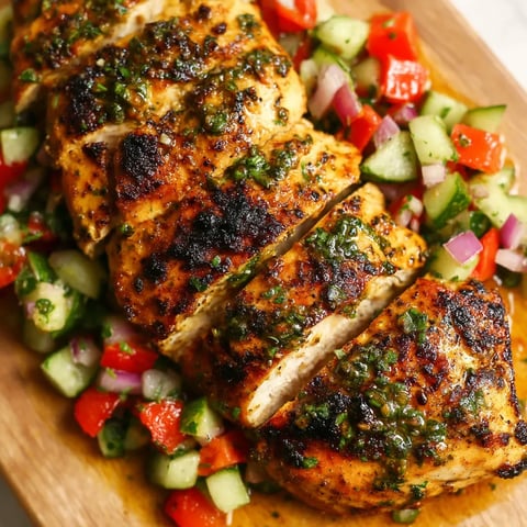Chicken with blackened seasoning and vegetables.