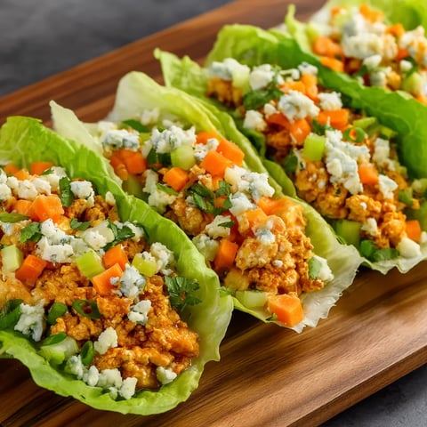 A plate of food with lettuce wraps and meat.