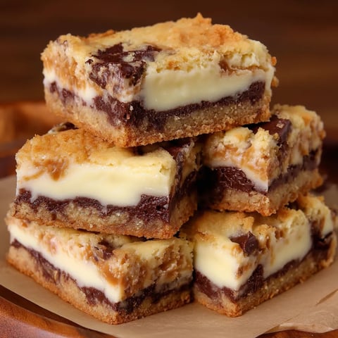 A stack of chocolate and white cake bars.