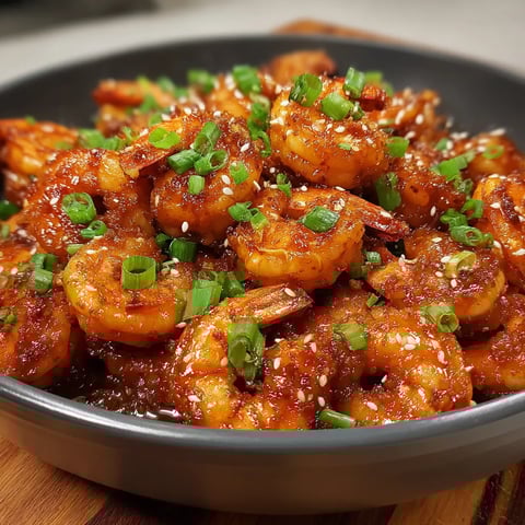 A bowl of shrimp with a sprinkle of seasoning.