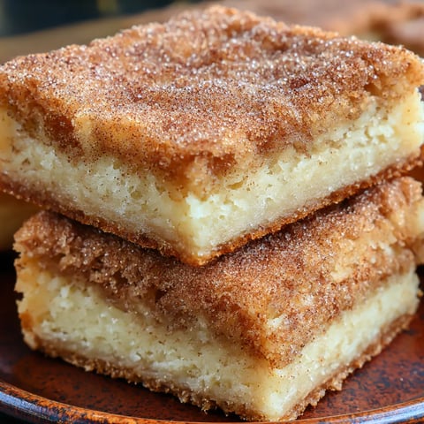 A stack of three ultra-chewy snickerdoodle bars.