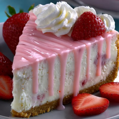 A slice of cheesecake loaded with strawberry and banana.