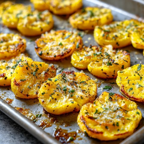 Pan full of crispy Parmesan potatoes.