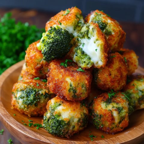A big plate of broccoli nuggets on a wooden board.