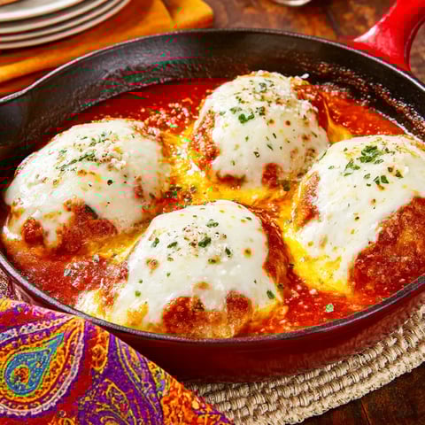 A pan holding chicken Sorrentino layers.