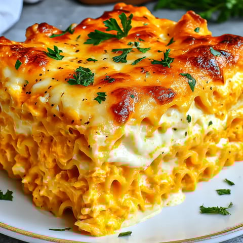 Layers of melty cheese, tender buffalo chicken, and ranch swirl together in this pasta bake.