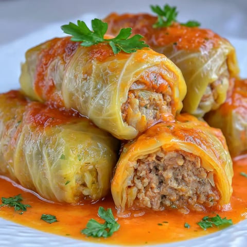 Hearty Ukrainian-style cabbage rolls on a plate.