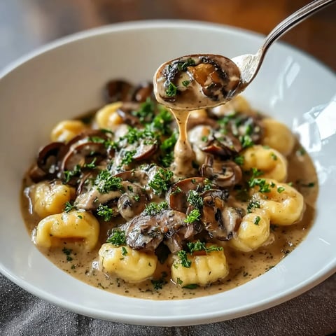A white plate with pasta, mushrooms, and onions on top.