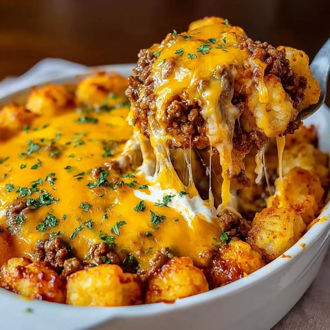 A white plate loaded with potatoes, tater tots, and melted cheese.