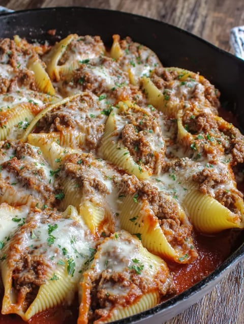 A bowl of spaghetti noodles topped with cheese and either beef or pork.