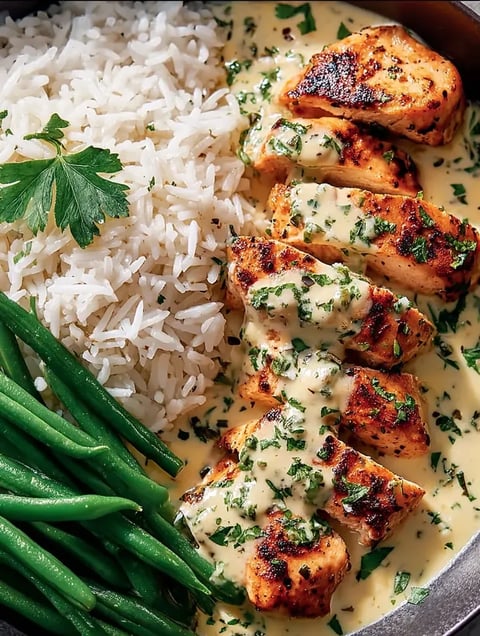 A plate of food with rice and meat.